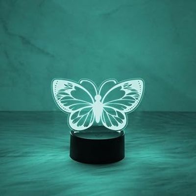 Butterfly Night Light, Birthday Gift for Girls 3D Illusion Lamp Kids Bedside Lamp with 7 Colors Changing Touch Control Butterfly Girls Gifts