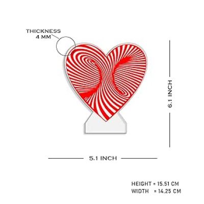 3D Illusion Heart Lamp with Warm White Light  Bedside Table Lamp  Acrylic Desk Table Lamp with Plastic Base
