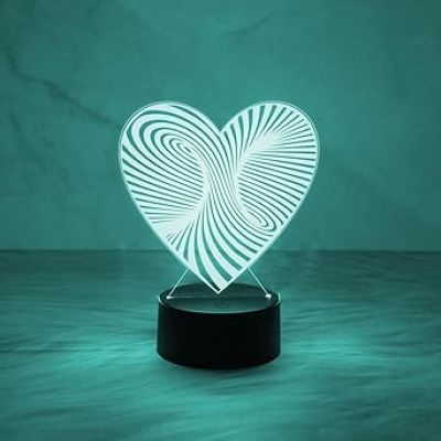 3D Illusion Heart Night Lamp with 7 Color Changing Light & Touch Control  Bedside Table Lamp  Acrylic Lamp for Bedroom Living Room & Office Desk Table Decor