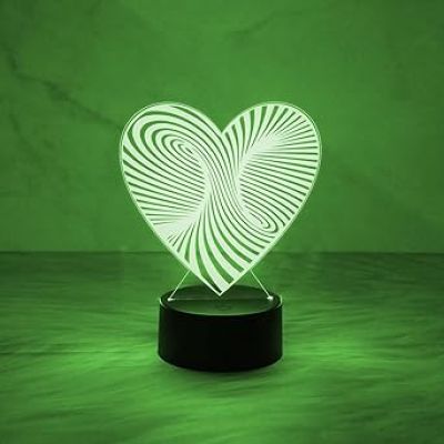 3D Illusion Heart Night Lamp with 7 Color Changing Light & Touch Control  Bedside Table Lamp  Acrylic Lamp for Bedroom Living Room & Office Desk Table Decor