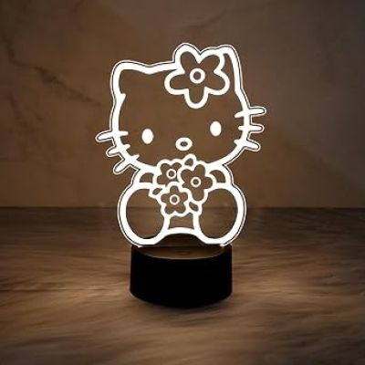 3D Illusion Lamp Kitty Night Light  Kitty Gifts Light with Warm White Light  Kitty for Girls Room Decor Lamp Birthday Gifts