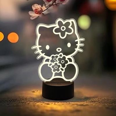3D Illusion Lamp Kitty Night Light  Kitty Gifts Light with Warm White Light  Kitty for Girls Room Decor Lamp Birthday Gifts