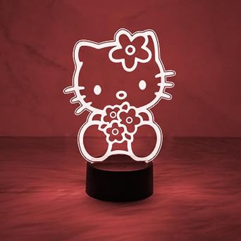 3D Illusion Lamp Kitty Night Light | Kitty Gifts Light with Automatic Color Changing Light  Kitty for Girls Room Decor Lamp Birthday Gifts