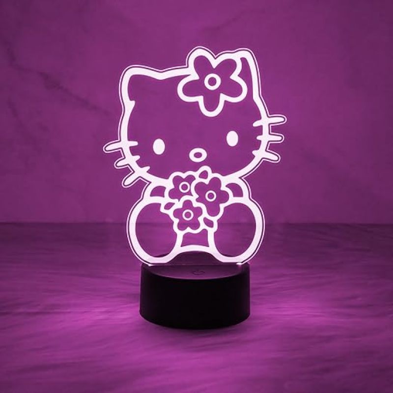 3D Illusion Lamp Kitty Night Light | Kitty Gifts Light with Automatic Color Changing Light  Kitty for Girls Room Decor Lamp Birthday Gifts