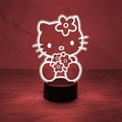 3D Illusion Lamp Kitty Night Light | Kitty Gifts Light with Automatic Color Changing Light  Kitty for Girls Room Decor Lamp Birthday Gifts