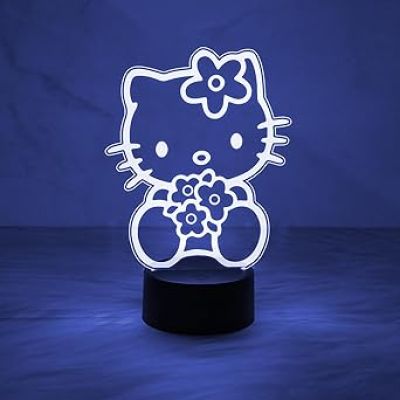 3D Illusion Lamp Kitty Night Light | Kitty Gifts Light with Automatic Color Changing Light  Kitty for Girls Room Decor Lamp Birthday Gifts