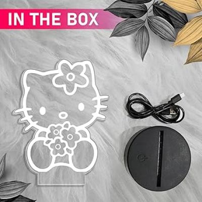3D Illusion Lamp Kitty Night Light | Kitty Gifts Light with Automatic Color Changing Light  Kitty for Girls Room Decor Lamp Birthday Gifts
