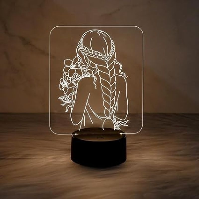 Acrylic Led Lamp Beautiful Girl Night Lamp with Warm White Light  Gift for Girls Women  Bedside Table Lamp  Cute Night Lamp  Home Décor Light