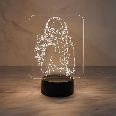 Acrylic Led Lamp Beautiful Girl Night Lamp with Warm White Light  Gift for Girls Women  Bedside Table Lamp  Cute Night Lamp  Home Décor Light