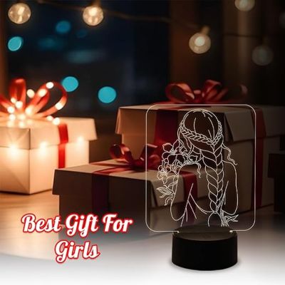 Acrylic Led Lamp Beautiful Girl Night Lamp with Warm White Light  Gift for Girls Women  Bedside Table Lamp  Cute Night Lamp  Home Décor Light