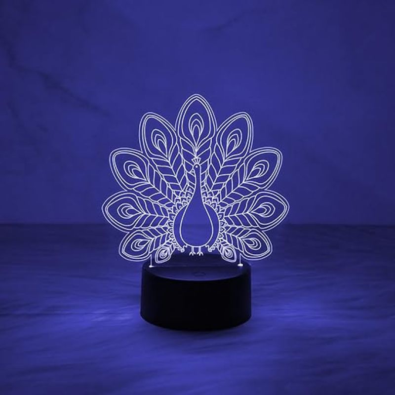 3D Illusion Peacock Table Lamp Night Light 7 Color Change LED Light  Table Desk Lamp Acrylic Home Decoration Children Gift