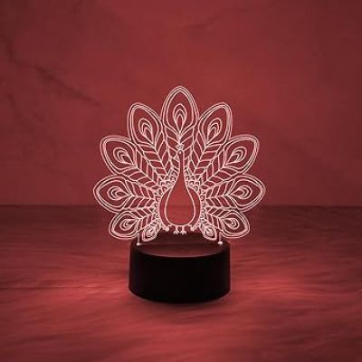 3D Illusion Peacock Table Lamp Night Light 7 Color Change LED Light  Table Desk Lamp Acrylic Home Decoration Children Gift