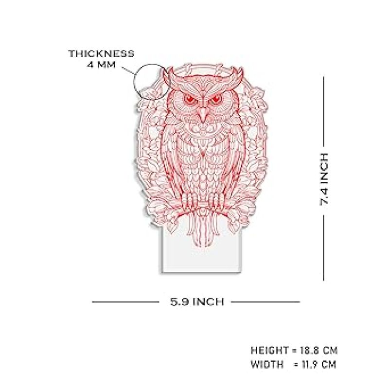 3D Illusion lamp Mandala Design Owl Night Lamp with Warm White Light & USB Cable Table Lamp Bedroom Decorations Bedside Lamp Owl Gifts for Kids Boys Girls