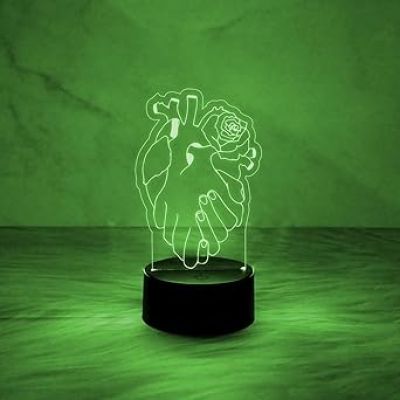 3D Illusion Heart with Hand Shape Design Night Lamp for Home Decor Light & Gift for Loveable Person  Heart Night Lamp with Automatic Color Changing Light with USB Powered