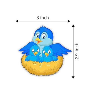 Bird Fridge Magnet for Refrigerator Stylish  Decorative Items for Kitchen & Home  Best Birthday Gifts for Kids  Cute Printed Bird Magnet Stickers (Mother Bird with Two Babies)
