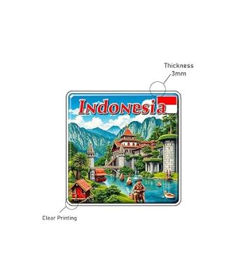 Country Theme Souvenir Wooden Fridge Magnet for Refrigerator Door Magnet Sticker  Home & Kitchen Decor Accessories  Country Fridge Magnets (Indonesia Fridge Magnet)
