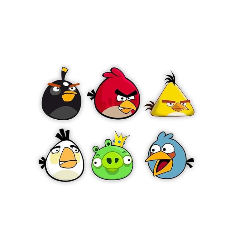 Set of 6 Angry Bird Wooden Fridge Magnet for Home, Kitchen and Office Decoration  Decorative Item for Refrigerator, Almirah