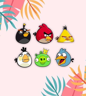 Set of 6 Angry Bird Wooden Fridge Magnet for Home, Kitchen and Office Decoration  Decorative Item for Refrigerator, Almirah