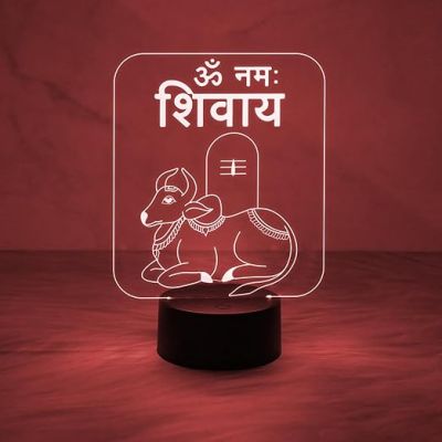 Om Namah Shivay 3D Illusion Night Lamp for Pooja Room Decor Light with Automatic Color Changing Light   Home Decoration Lamp