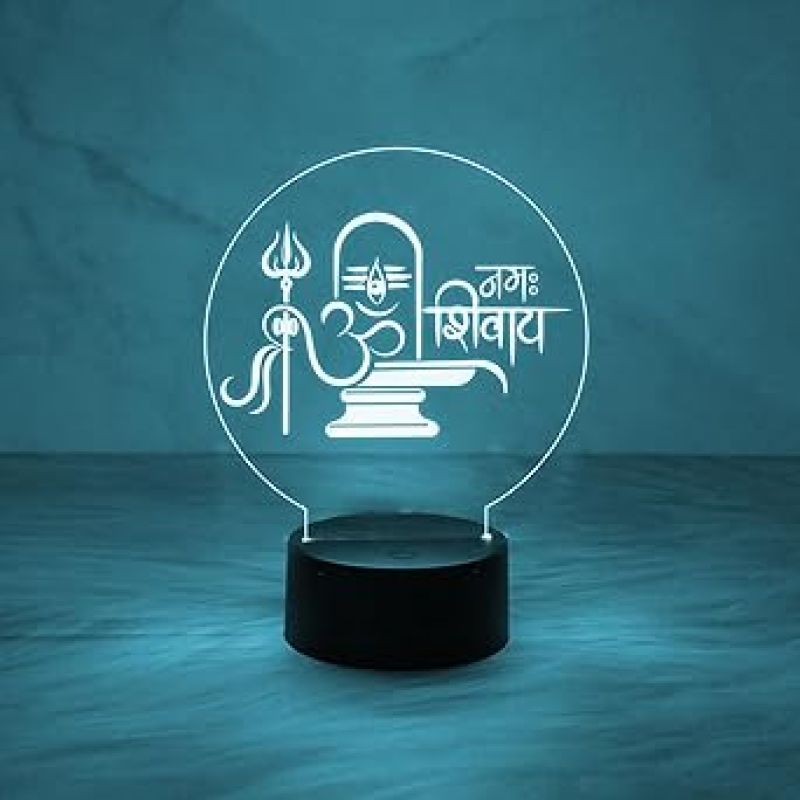 3D Illusion Shivling Om Namah Shivay Night Lamp with 7 Color Changing Light  Suitable for Positive Energy use in Living Room, Bedroom  Office Decor Light