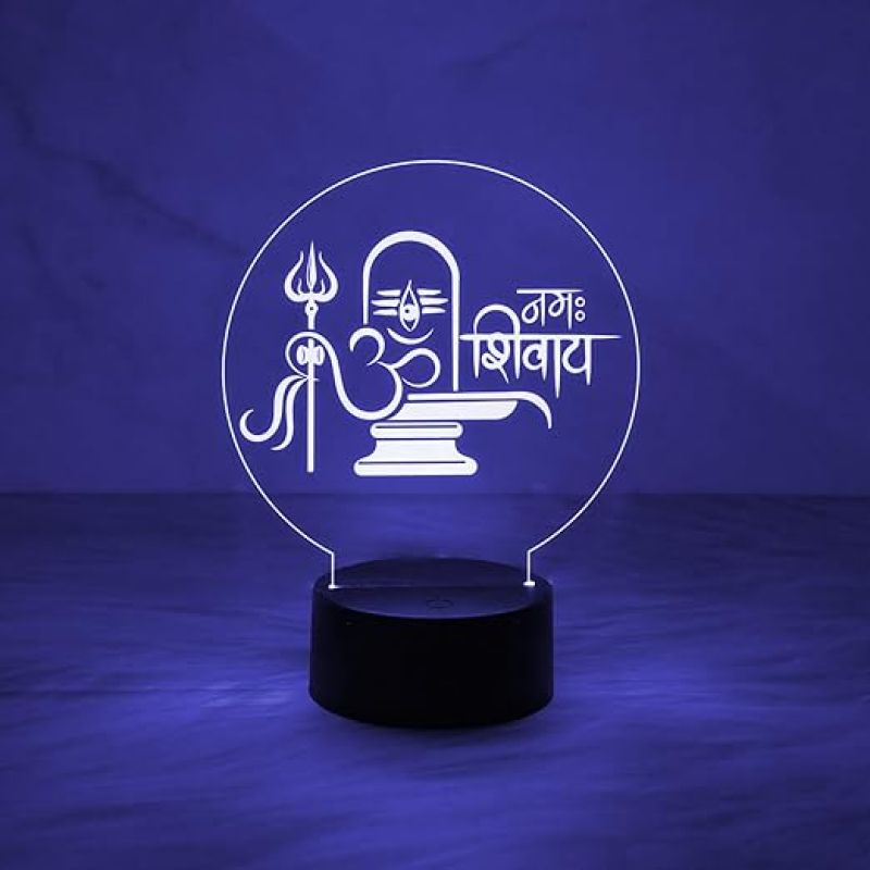 3D Illusion Shivling Om Namah Shivay Night Lamp with 7 Color Changing Light  Suitable for Positive Energy use in Living Room, Bedroom  Office Decor Light