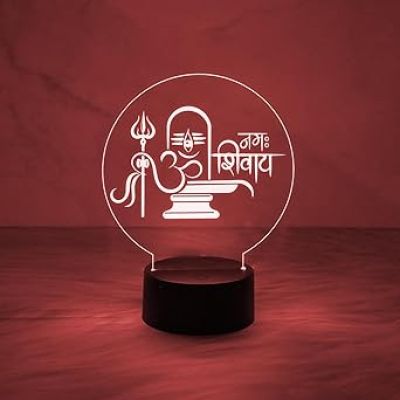3D Illusion Shivling Om Namah Shivay Night Lamp with 7 Color Changing Light  Suitable for Positive Energy use in Living Room, Bedroom  Office Decor Light