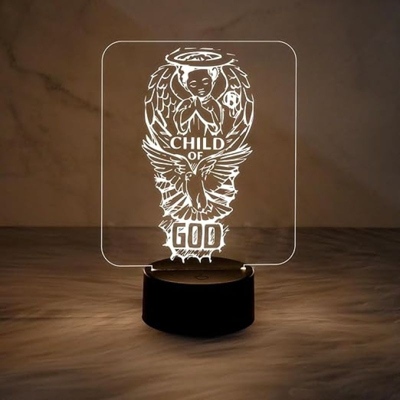 Child of God Angel Night Lamp Desk Table Light with Warm White Light  Christian Night Lamp for Bedroom