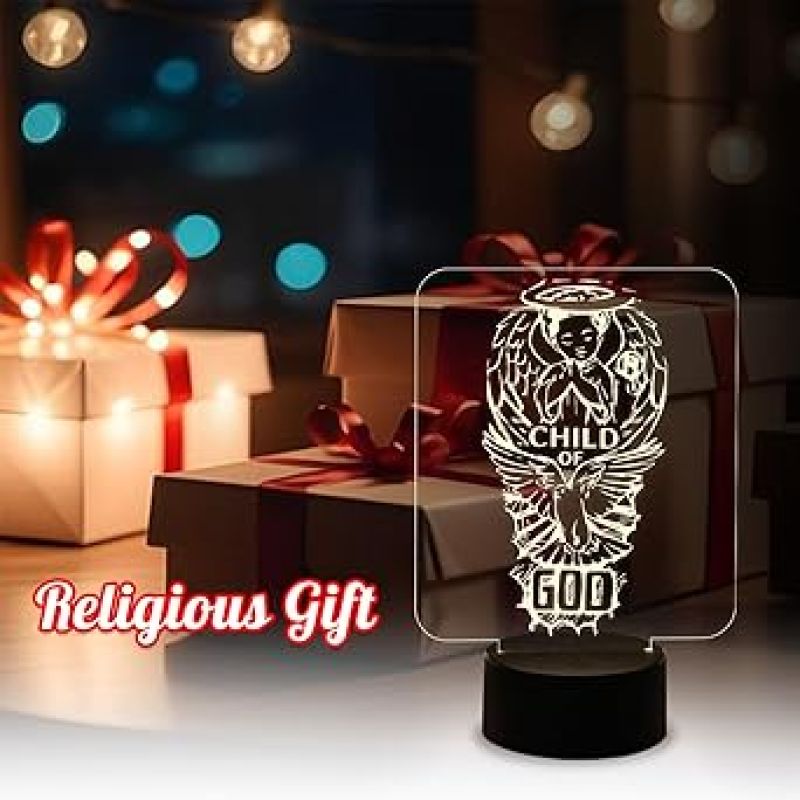 Child of God Angel Night Lamp Desk Table Light with Warm White Light  Christian Night Lamp for Bedroom