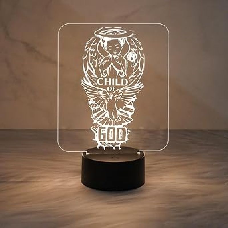 Child of God Angel Night Lamp Desk Table Light with Warm White Light  Christian Night Lamp for Bedroom