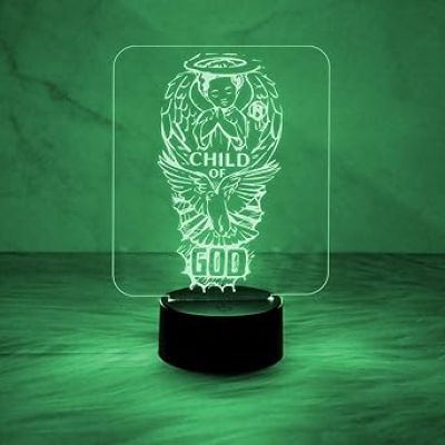 Child of God Angel Night Lamp Desk Table Light with Automatic Color Changing Light   Christian Night Lamp for Bedroom