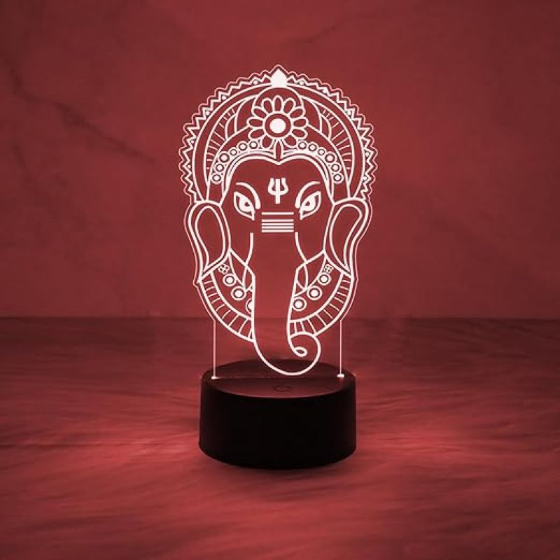 Lord Ganesha 7 Colors Automatic Colour Changing LED Night Light  Mandir Pooja Room Home and Office Decor Light  God Idol Lamp  Religious Gift Items