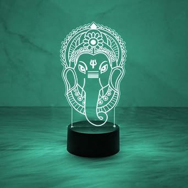 Lord Ganesha 7 Colors Automatic Colour Changing LED Night Light  Mandir Pooja Room Home and Office Decor Light  God Idol Lamp  Religious Gift Items