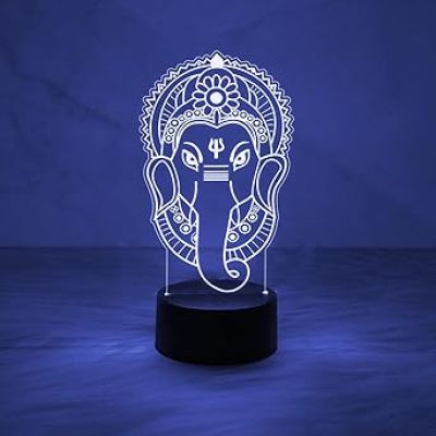 Lord Ganesha 7 Colors Automatic Colour Changing LED Night Light  Mandir Pooja Room Home and Office Decor Light  God Idol Lamp  Religious Gift Items