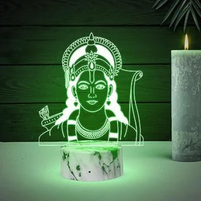 3D Illusion Lord Ram Night Lamp with 7 Color Changing Light  Religious Gift Items  Home Office & Pooja Room Decor Light  Blessing Gift for Birthday