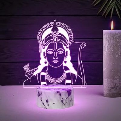3D Illusion Lord Ram Night Lamp with 7 Color Changing Light  Religious Gift Items  Home Office & Pooja Room Decor Light  Blessing Gift for Birthday