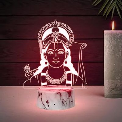 3D Illusion Lord Ram Night Lamp with 7 Color Changing Light  Religious Gift Items  Home Office & Pooja Room Decor Light  Blessing Gift for Birthday