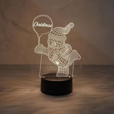 Christmas 3D Illusion Snowman Night Lamp Warm White Light   Christmas Gift for Kids  Christmas Home Decoration Items