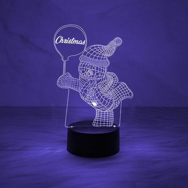 hristmas 3D Illusion Snowman Night Lamp Multicolored Changing Light  Christmas Gift for Kids  Christmas Home Decoration Items