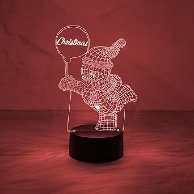 hristmas 3D Illusion Snowman Night Lamp Multicolored Changing Light  Christmas Gift for Kids  Christmas Home Decoration Items