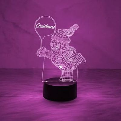 hristmas 3D Illusion Snowman Night Lamp Multicolored Changing Light  Christmas Gift for Kids  Christmas Home Decoration Items