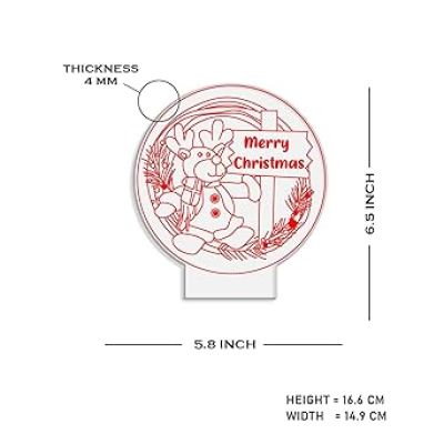 3D Illusion Merry Christmas Night Lamp  Christmas Decorations Lights  Party Home Decor Light  Warm White Light  Lamp for Kids