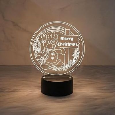 3D Illusion Merry Christmas Night Lamp  Christmas Decorations Lights  Party Home Decor Light  Warm White Light  Lamp for Kids