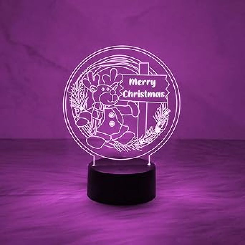 3D Illusion Merry Christmas Night Lamp  Christmas Decorations Lights  Party Home Decor Light  Automatic Color Changing Light  Lamp for Kids