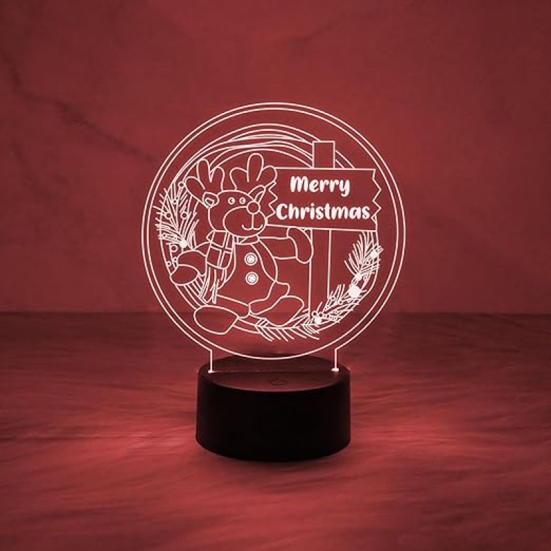 3D Illusion Merry Christmas Night Lamp  Christmas Decorations Lights  Party Home Decor Light  Automatic Color Changing Light  Lamp for Kids