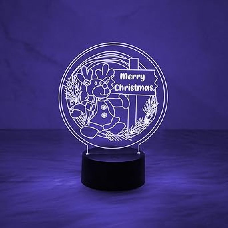 3D Illusion Merry Christmas Night Lamp  Christmas Decorations Lights  Party Home Decor Light  Automatic Color Changing Light  Lamp for Kids