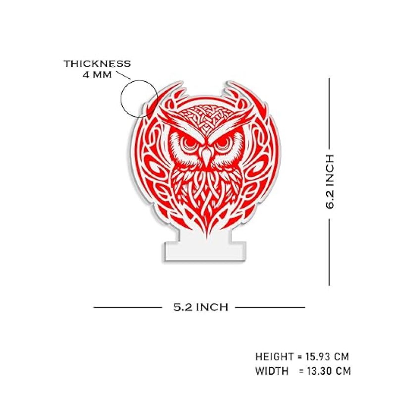 Owl 3D Illusion Night Lamp with Warm White Light  Acrylic Desk Lamp with Plastic Base  Gift for Kids