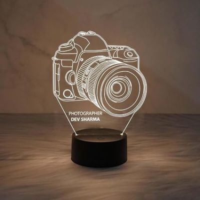 Personalized Photographer Night lamp  3D Camera Illusion Led Night Lamp with Customized Name  Warm White Light  Gift for Photographer