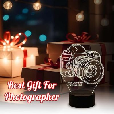 Personalized Photographer Night lamp  3D Camera Illusion Led Night Lamp with Customized Name  Warm White Light  Gift for Photographer