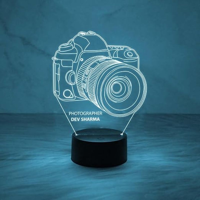 Personalized Photographer Night lamp  3D Camera Illusion Led Night Lamp with Customized Name  7 Color Changing Light  Gift for Photographer