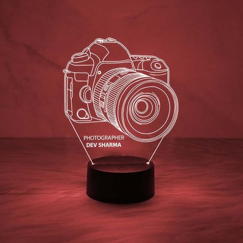 Personalized Photographer Night lamp  3D Camera Illusion Led Night Lamp with Customized Name  7 Color Changing Light  Gift for Photographer